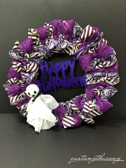 Vòng treo Halloween ruy băng bé ma 